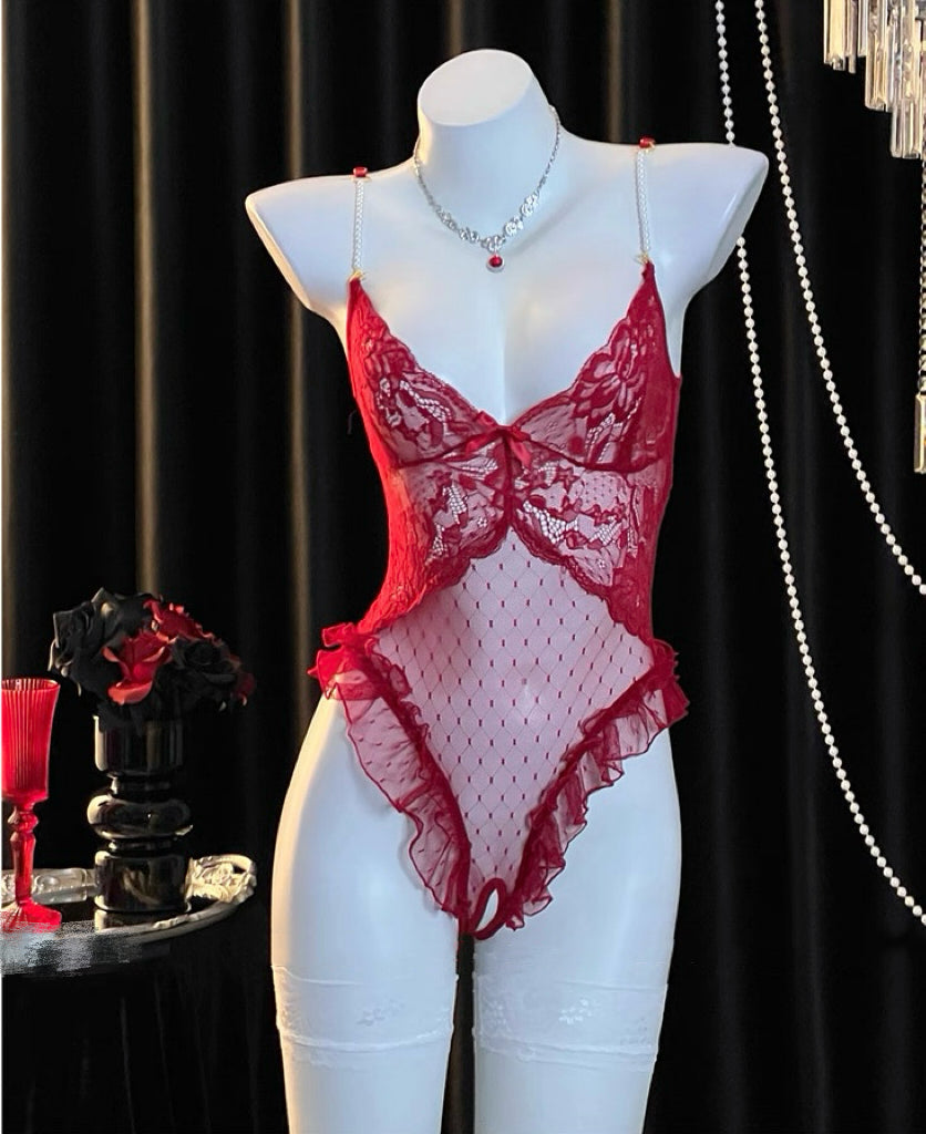 Red lace jumpsuit HA3000