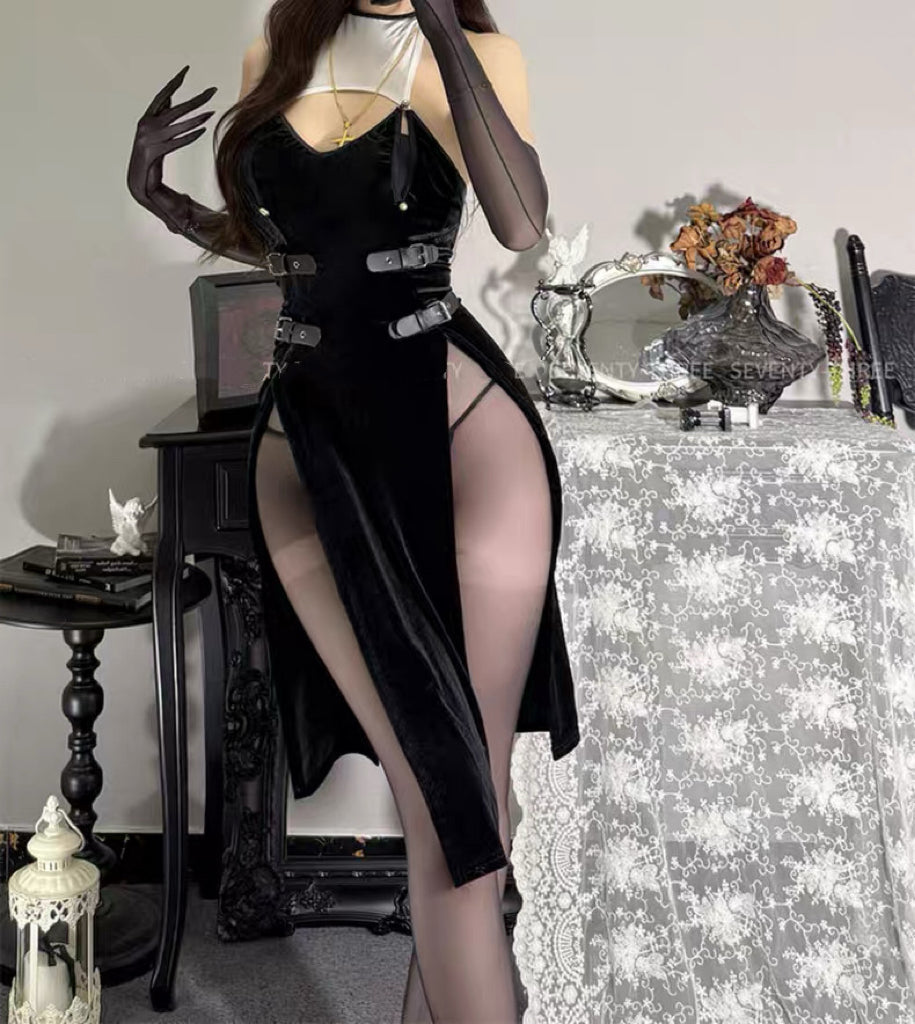 Dark velvet dress HA3003