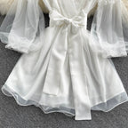 Lace V-neck waist dress HA2460
