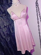 Butterfly rhinestone pink suspender dress HA2461