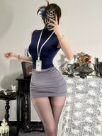 Dark blue gray uniform suit HA3005