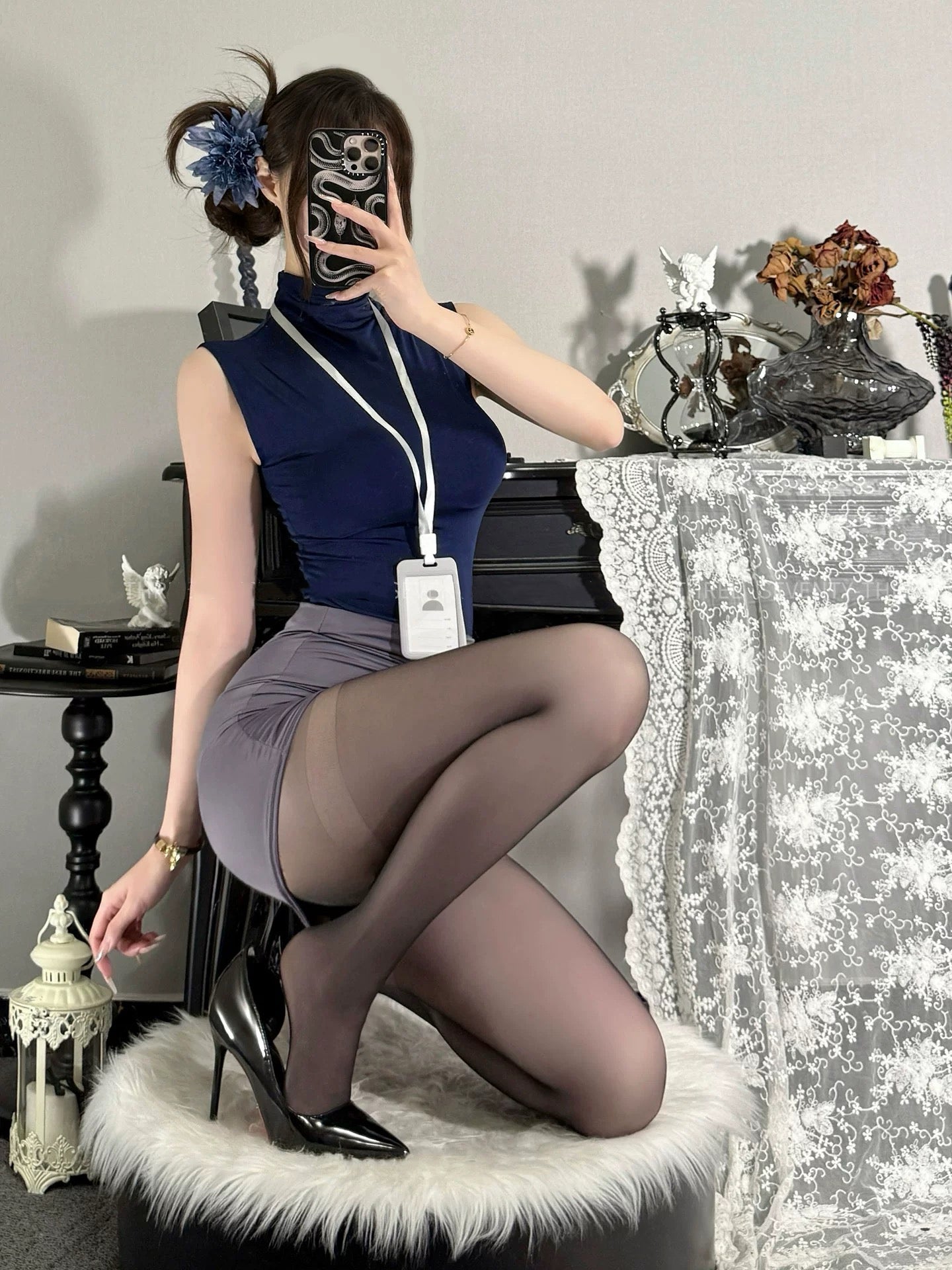 Dark blue gray uniform suit HA3005