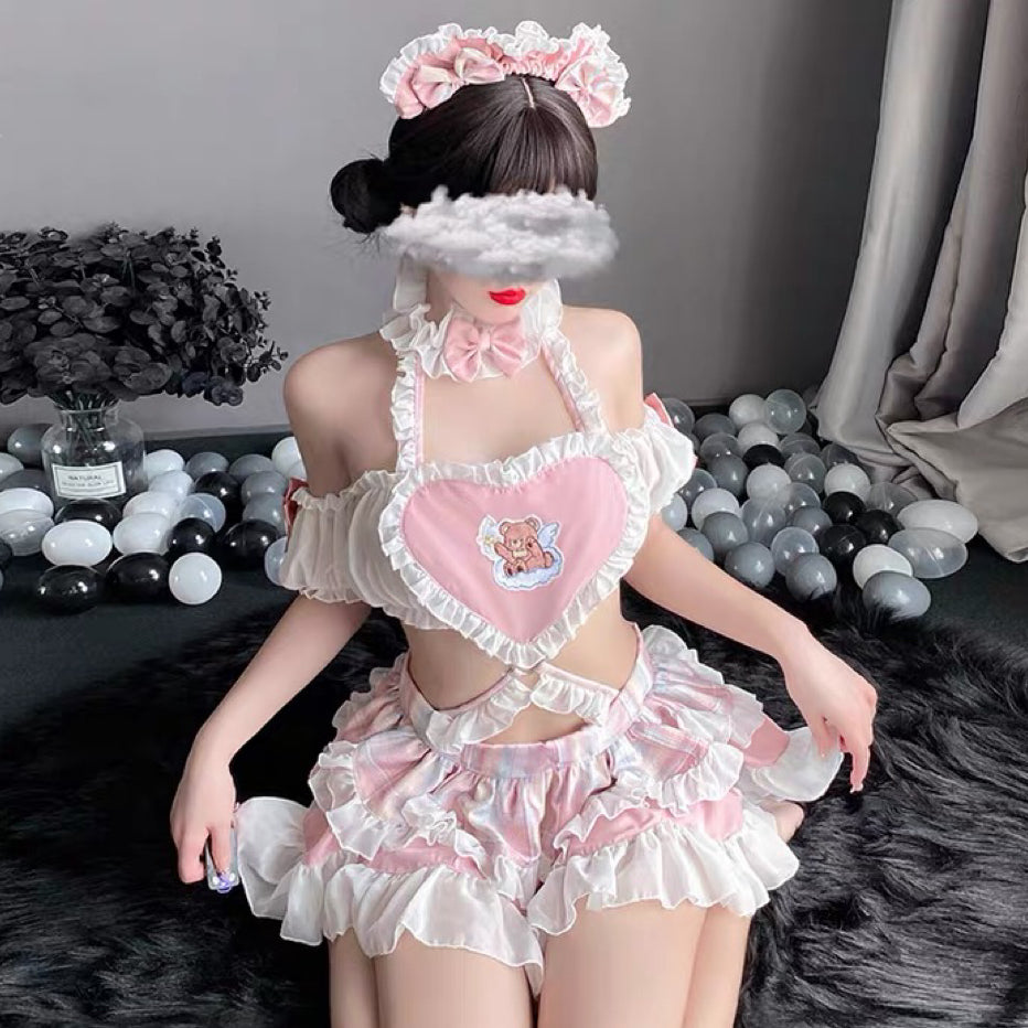 Sweet Plaid Halter Suspender Set   HA2154
