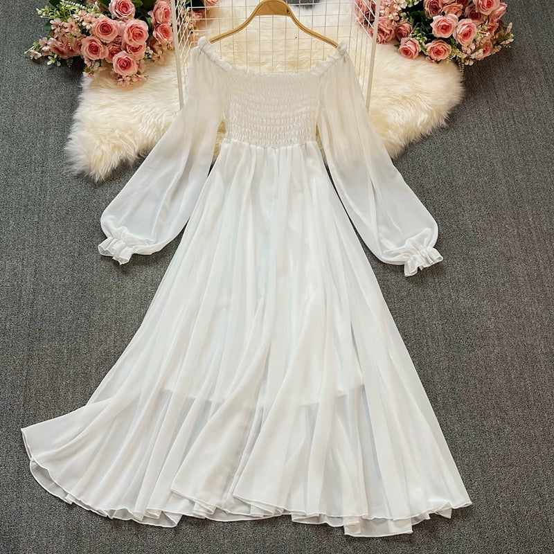 White fairy style a line dress   HA1838