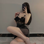 Lce silk thin suspender nightdress   HA2015