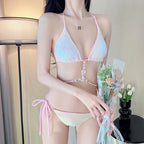 Halter Neck Sequin Tie Bikini   HA1810