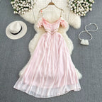 Gentle chiffon suspender dress   HA1839