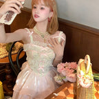 Pink princess lace suspender dress  HA1997