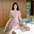 Embroidered High Waist Cake Dress   HA1894