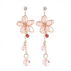 Pink Cherry Blossom Crystal Earrings Earrings Ear Clips   HA1994