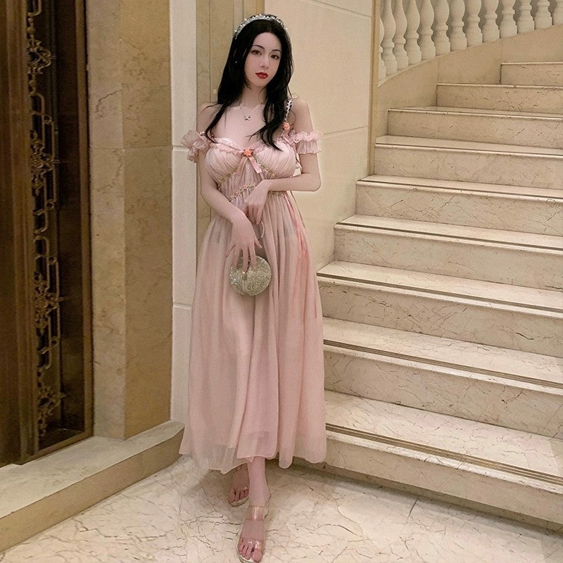 Pink fairy dress with straps   HA2006