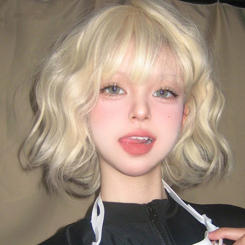 Platinum short curly wig   HA2052