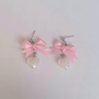 Bow Heart Carved Earrings   HA2178