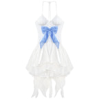 Mesh panel dress with bowknot   HA2018