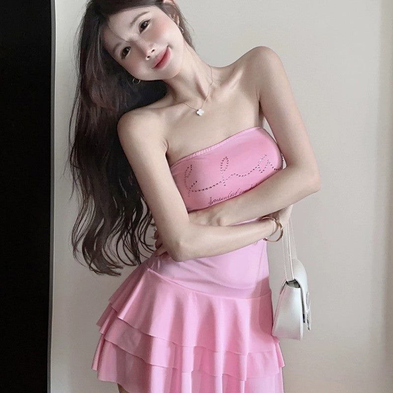 Pink tube top cake skirt   HA2067