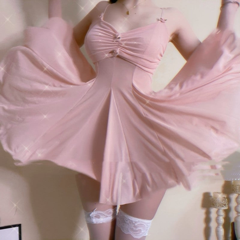 Mesh see-through suspender nightdress HA2090
