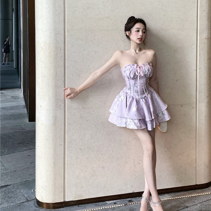 Slim Fit Jacquard Ruffle Dress  HA2118