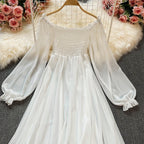 White fairy style a line dress   HA1838
