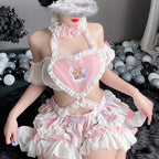 Sweet Plaid Halter Suspender Set   HA2154