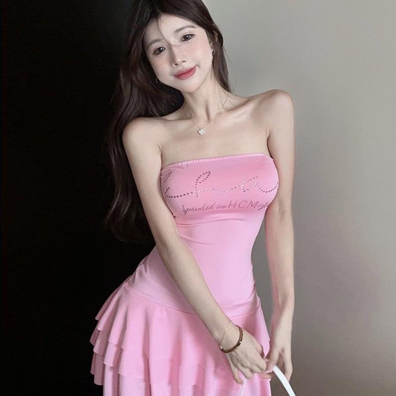 Pink tube top cake skirt   HA2067