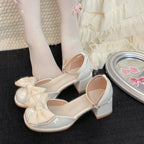 Sweet Bow Chunky Heel Mary Jane Shoes    HA1938