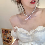Sweet Heart Bowknot Pearl Necklace   HA1941