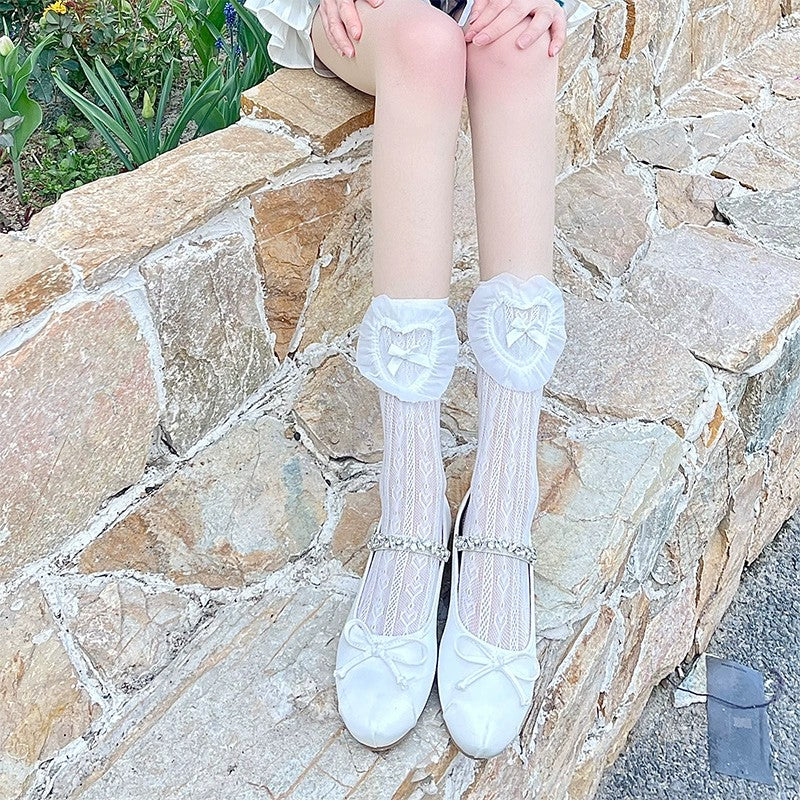White Bow Lace Socks   HA1947