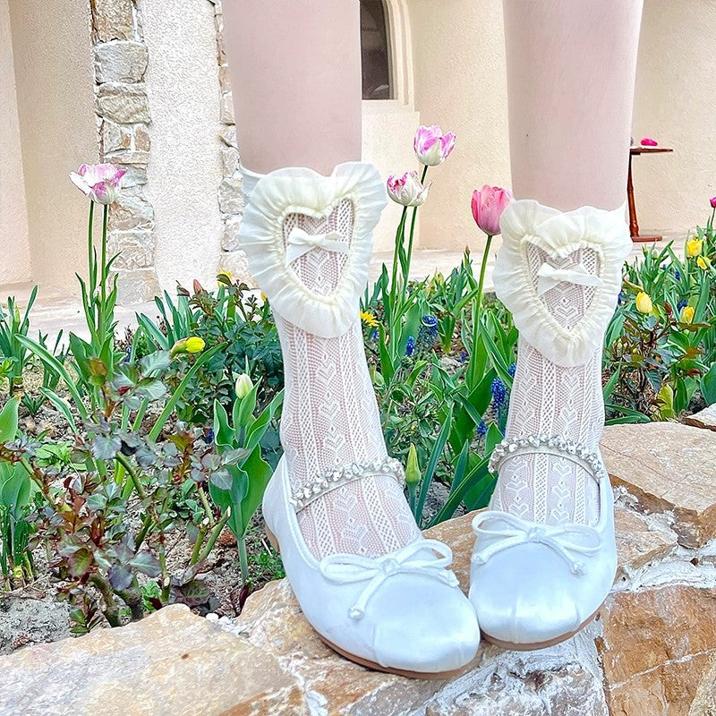 White Bow Lace Socks   HA1947