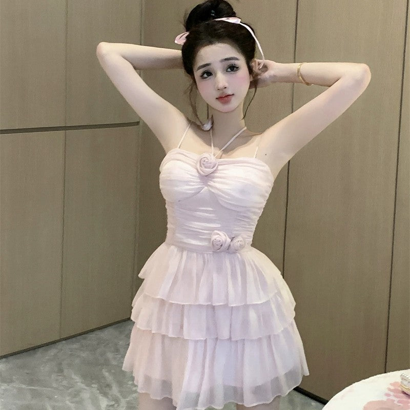Halter neck waist slim suspender dress  HA1953