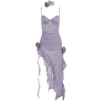 Backless Slit Sexy Purple Dress   HA2020