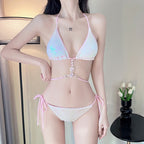 Halter Neck Sequin Tie Bikini   HA1810