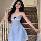Blue Bow Slip Dress   HA1885