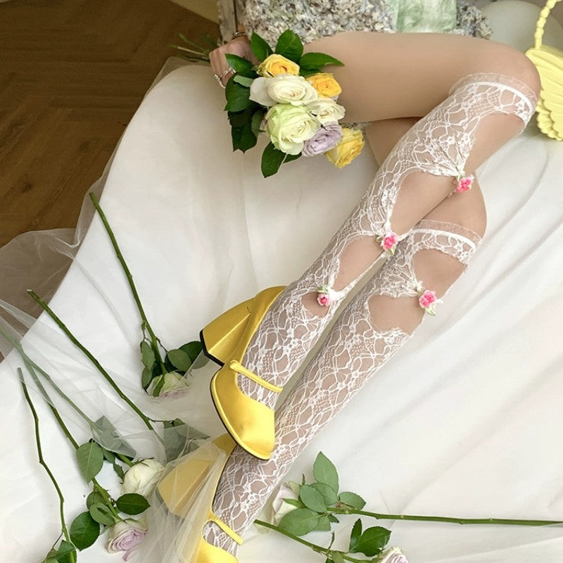 Girl Heart Rose High Knee Socks   HA1993