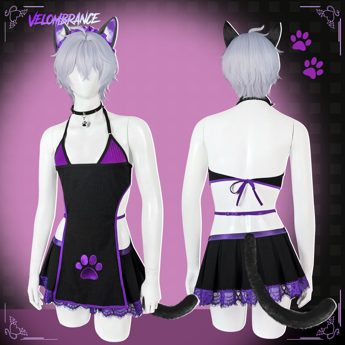 Pre-Order Purple Femboy Cat Cosplay Set (6-Piece Set) AS68