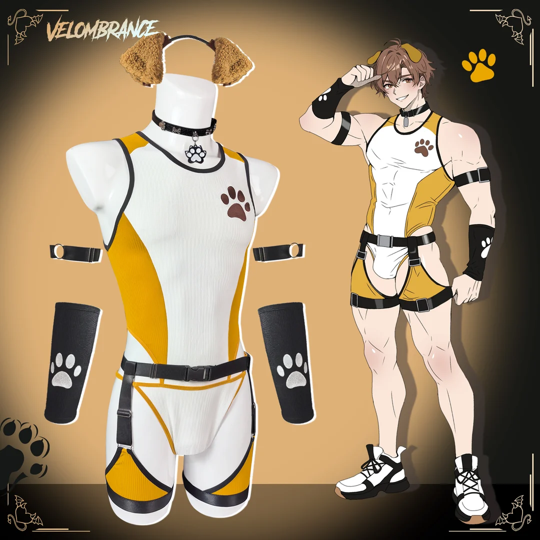 Puppy Femboy Bodysuit Set (5-Piece Set) AS74