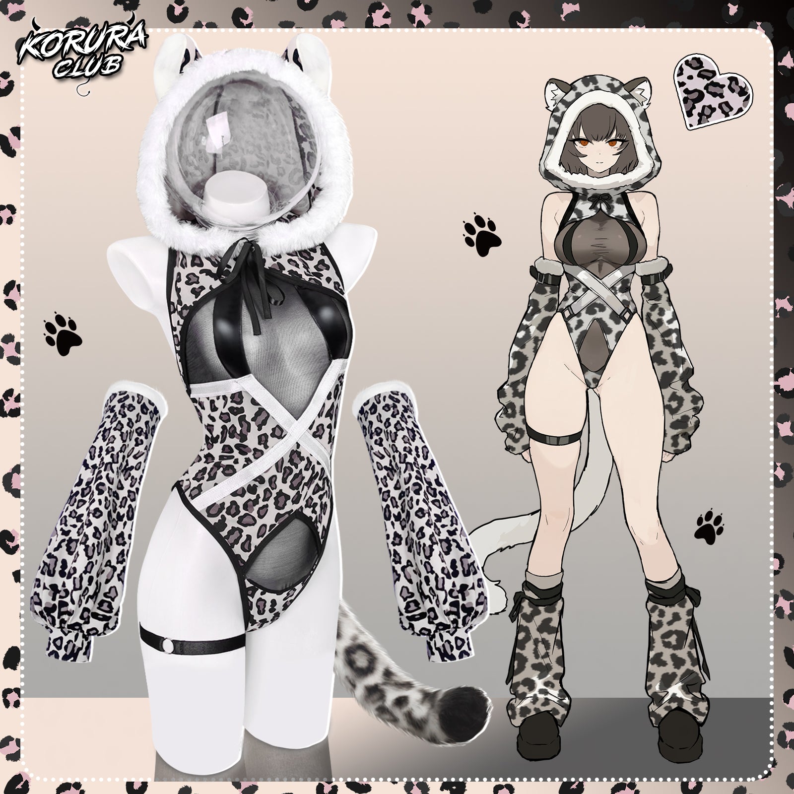 Pre-sale Snow Leopard Cosplay Bodysuit KO149