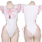 Pink Plaid Big Bow Swimsuit HA0881