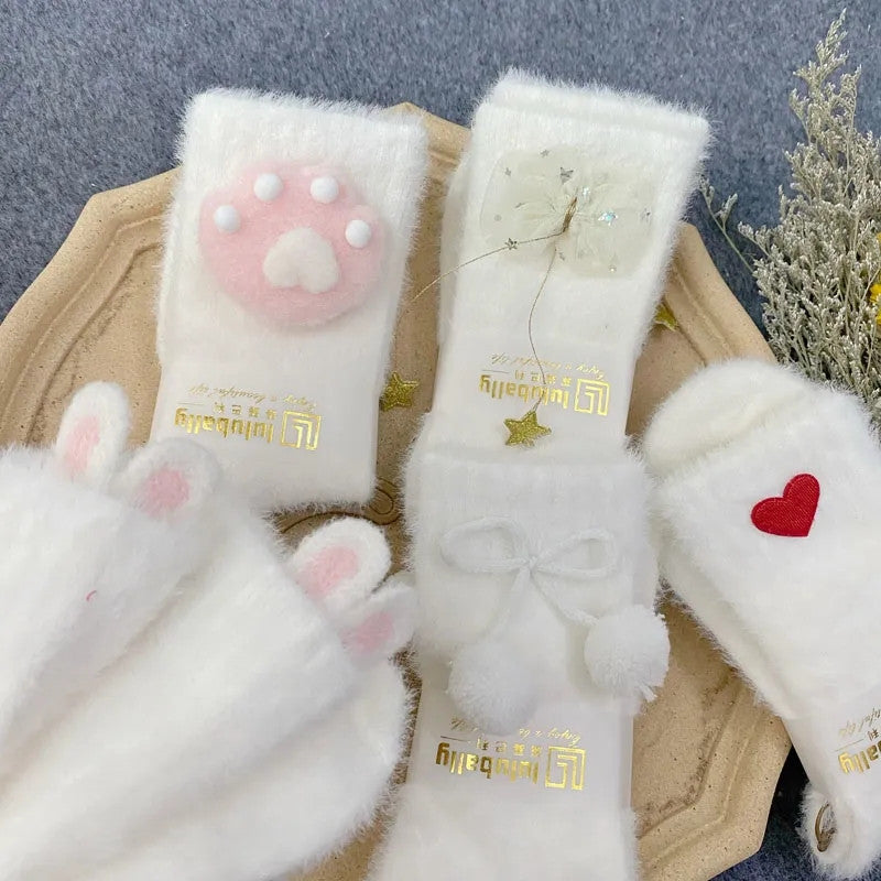 Mink fleece coral fleece socks   HA1158