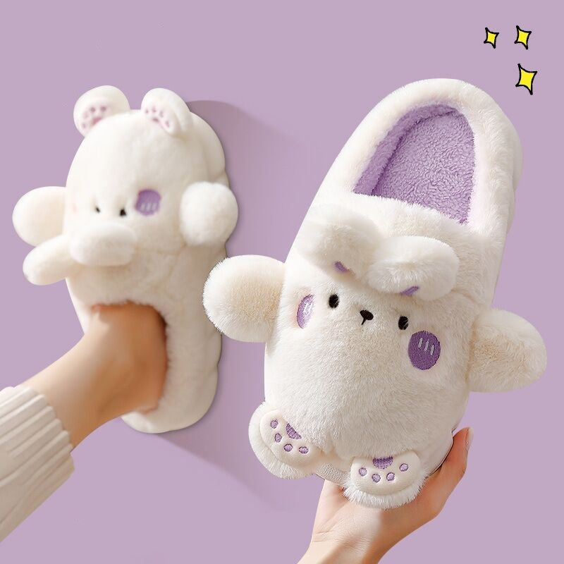 Cute Thick-soled Warm Fur Slippers   HA1348