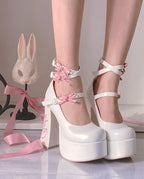 Sweet mid-heel lace-up shoes   HA1565