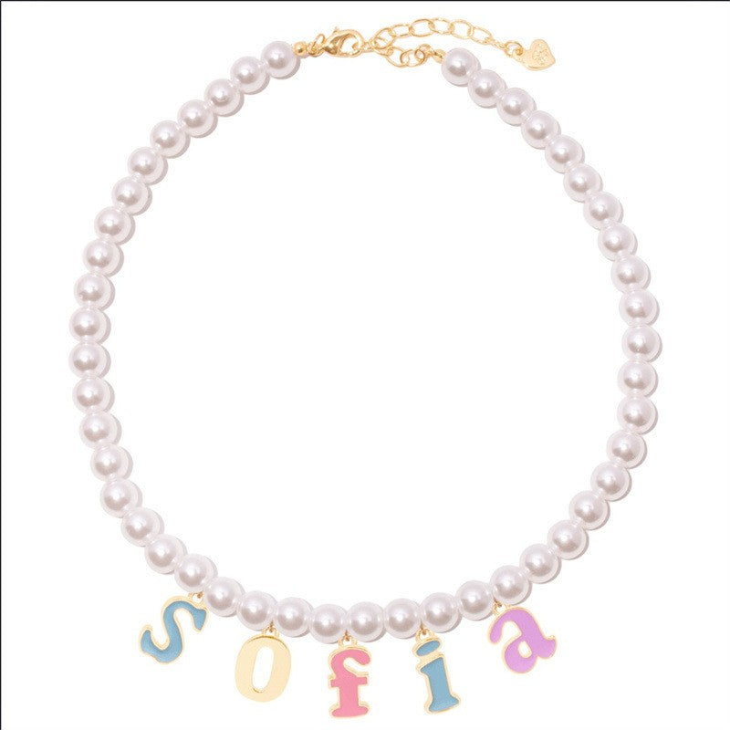 Pearl 26 Letters Pendant Necklace   HA1445