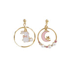 Moon White Rabbit Stud Earrings    HA0495