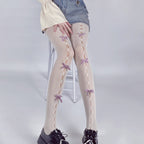 Sweet Girl Hollow Handmade Bow Net Socks  HA0865