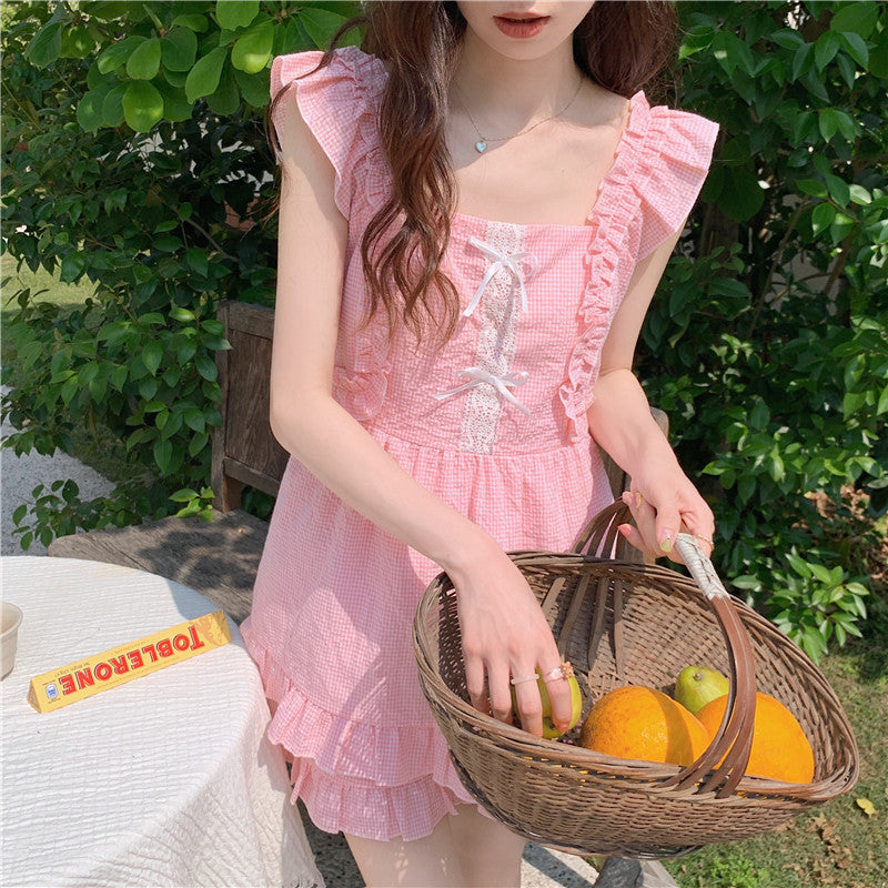 Cute pale pink pajamas nightdress loungewear   HA0833