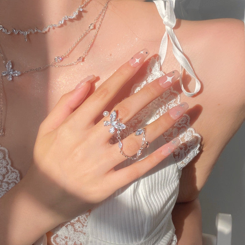 Butterfly Diamond Necklace Ring   HA0722