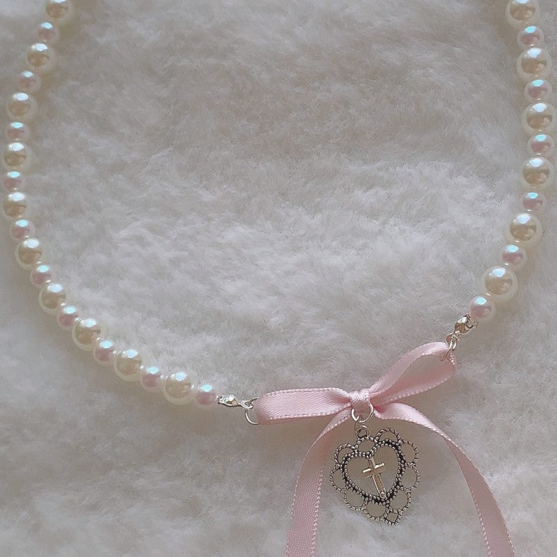 Girl heart pearl love cross HA1663