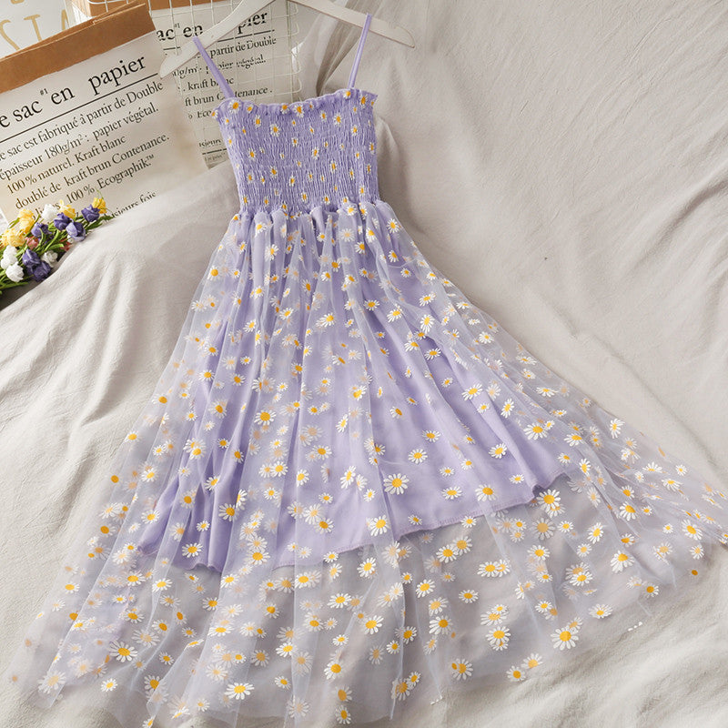 Super fairy daisy mesh suspender dress  HA0864