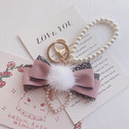 Mink Fur Ball Bow Keychain   HA1568