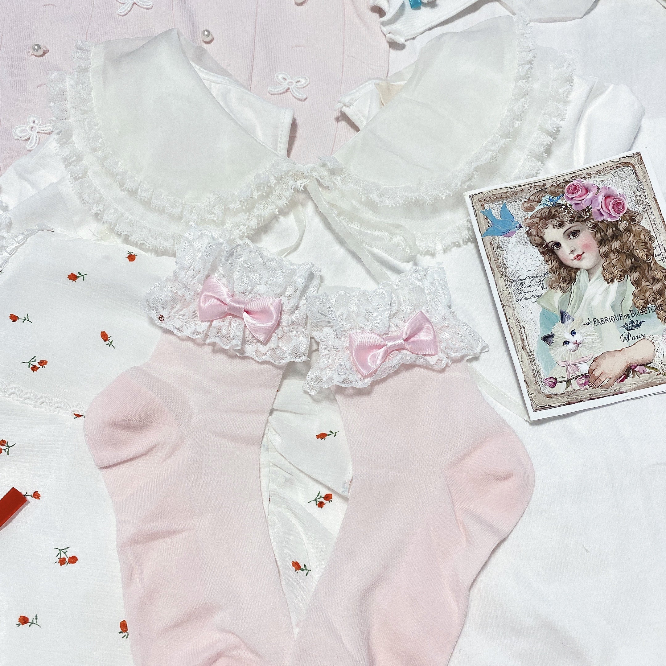 Lace lace bow cute girly socks  HA0753