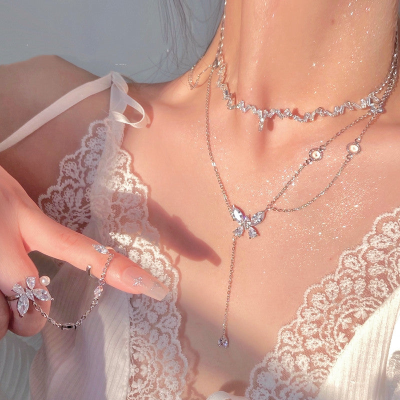 Butterfly Diamond Necklace Ring   HA0722